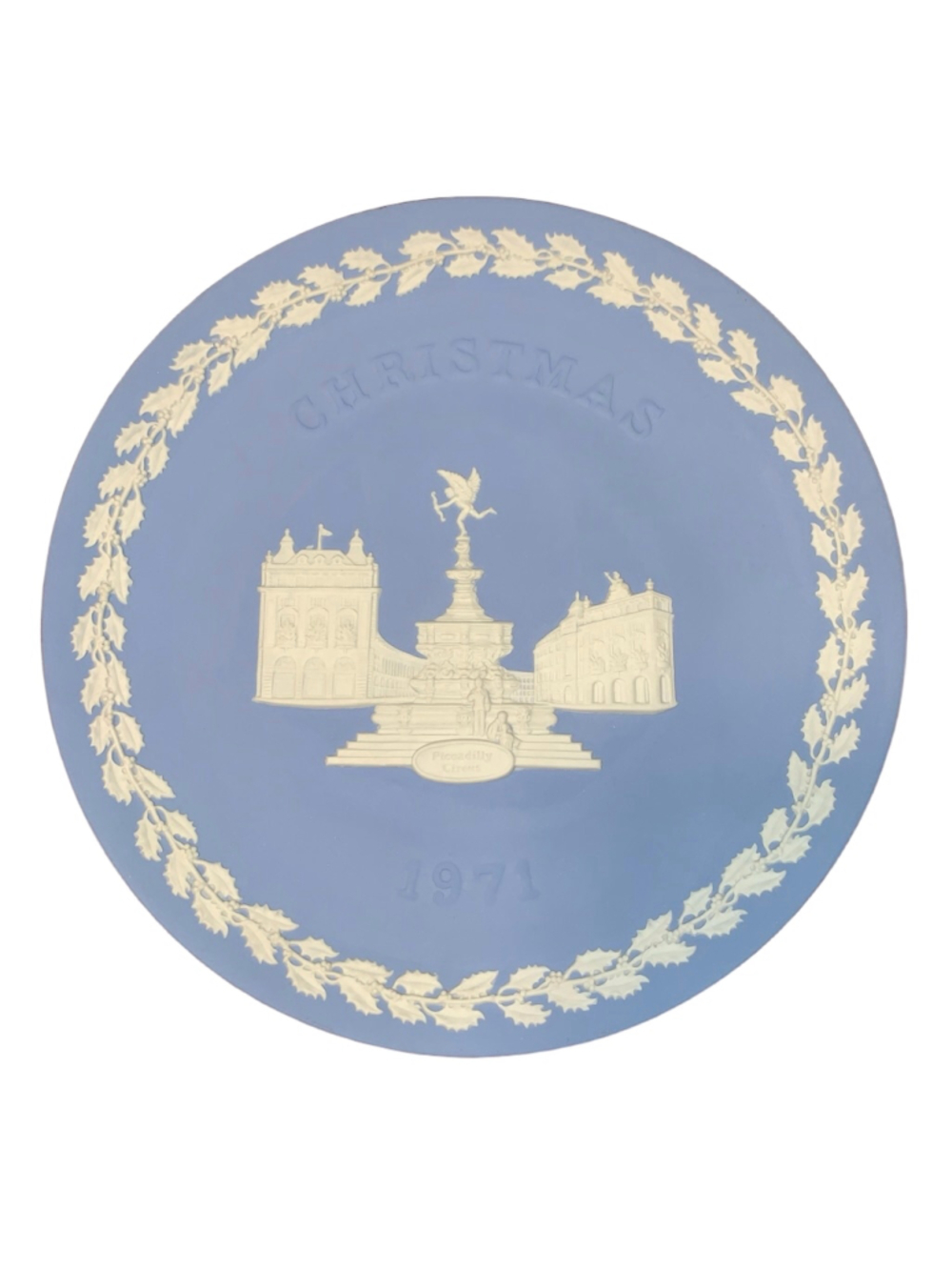 Wedgwood Christmas 1971 Piccadilly Circus Blue White Decor One Size